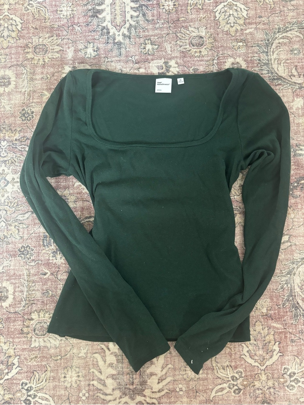 Aritzia Square Neck Long Sleeve Top - Dark Green - Picture 1 of 2
